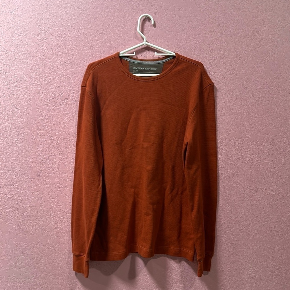 BANANA REPUBLIC Men’s Orange Waffle Knit Sweater Size L